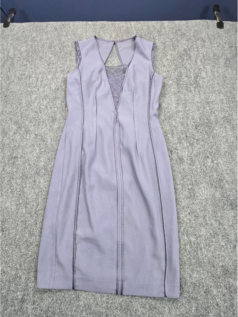 Reiss Lavender Midi Dress Womens US 6 Lace Inset Sheath Cocktail Sleeveless - Picture 2 of 7